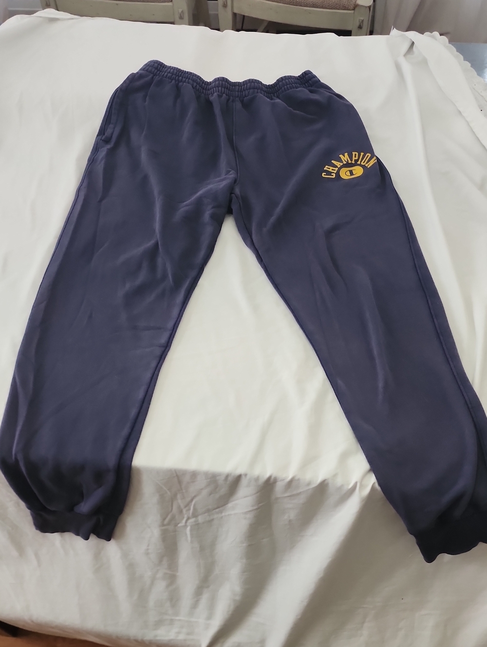 Champion Navy Sweatpants with Yellow Logo